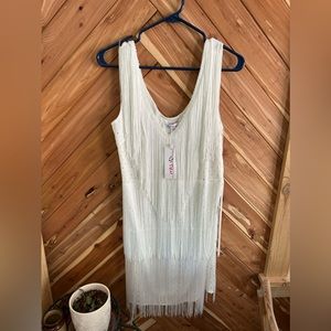 Whit Fringe Dress- Size Large (never worn!)